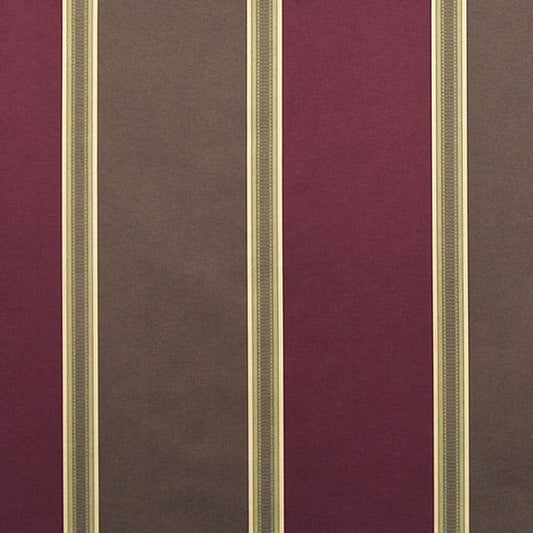 Capital Stripe Raspberry/Chocolate Fire Retardant Curtain Fabric