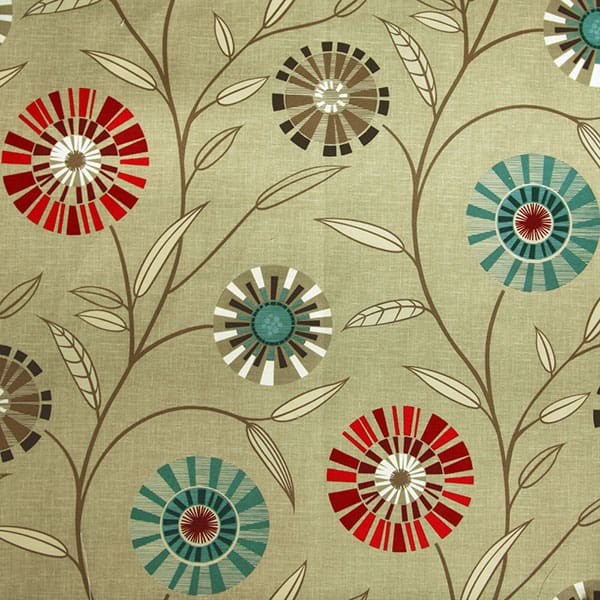 Carnival 840 Beige/Red Fire Retardant Curtains