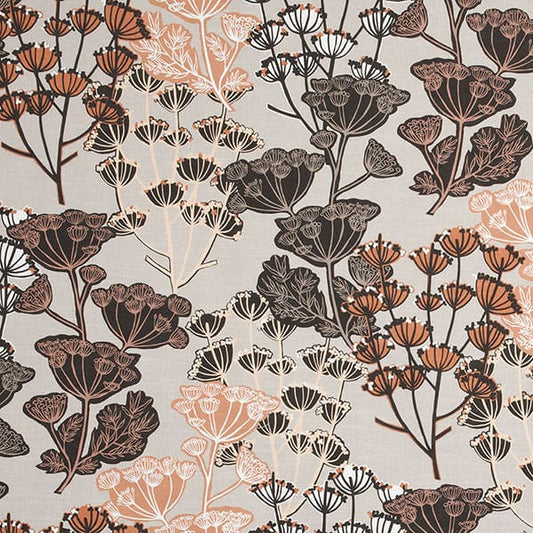 Flourish Mocha/Henna Fire Retardant Curtain Fabric