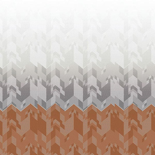 Origami Terracotta/Steel Fire Retardant Curtain Fabric