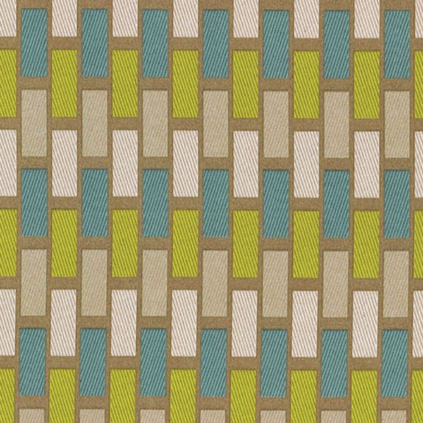 Plaza Teal/Latte Fire Retardant Curtain Fabric