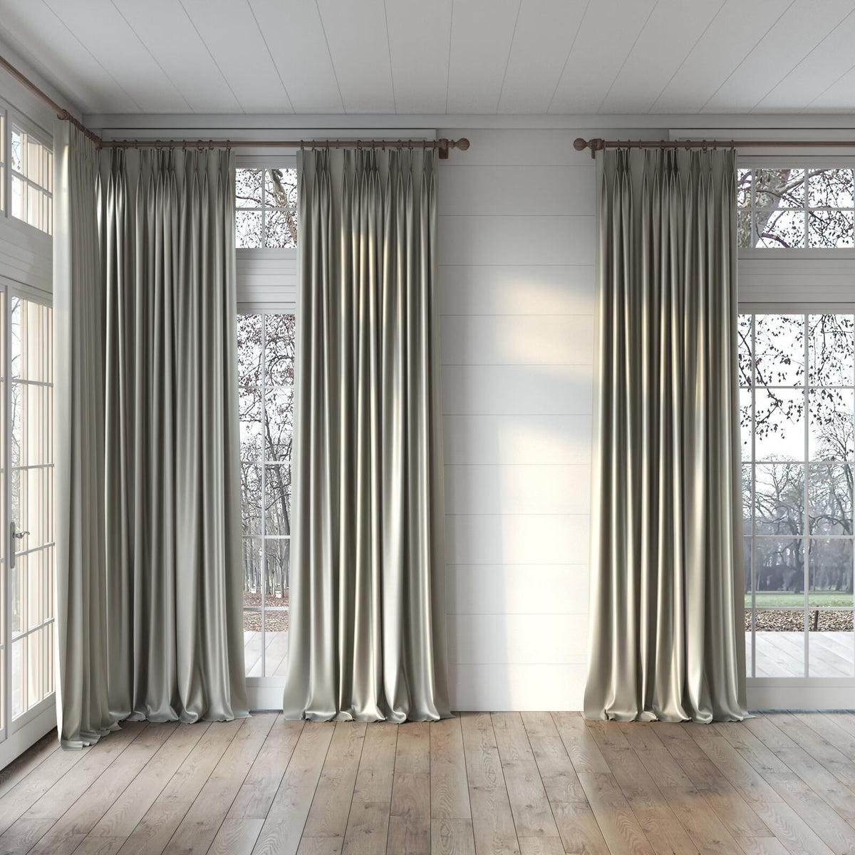 Sekers Vow Nickel fire retardant curtain fabric, view 3