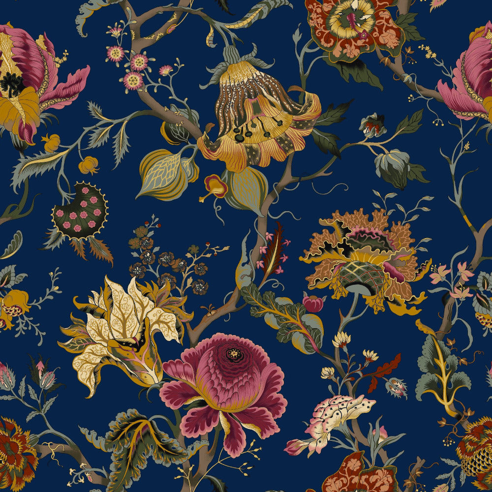Mallion & Knowles Athena Navy Fire Retardant Curtains texture detail