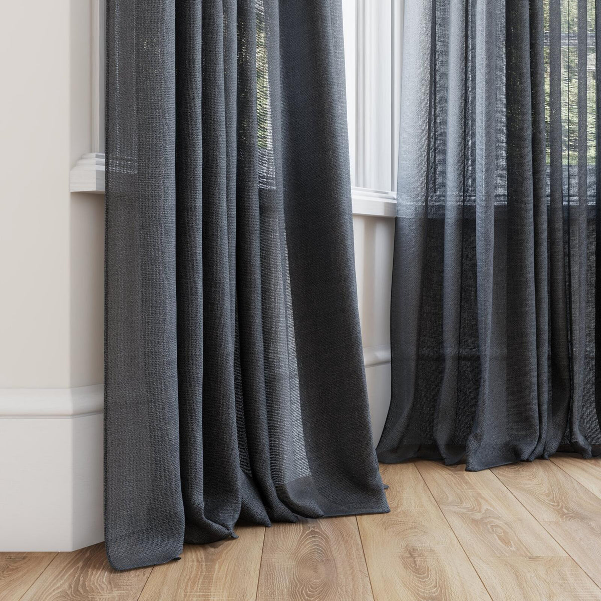 FR-One Statement Charcoal fire retardant curtain fabric, view 4