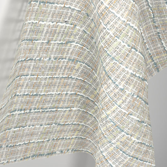 Sekers Glitz Aquamarine fire retardant curtain fabric, view 2