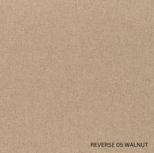 Sekers Lunar Sand & Walnut fire retardant blackout, reverse face