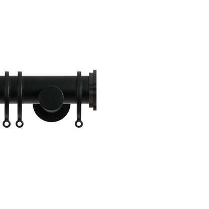 Contract 35mm curtain pole set with contemporary brackets and end cap finials in matt black