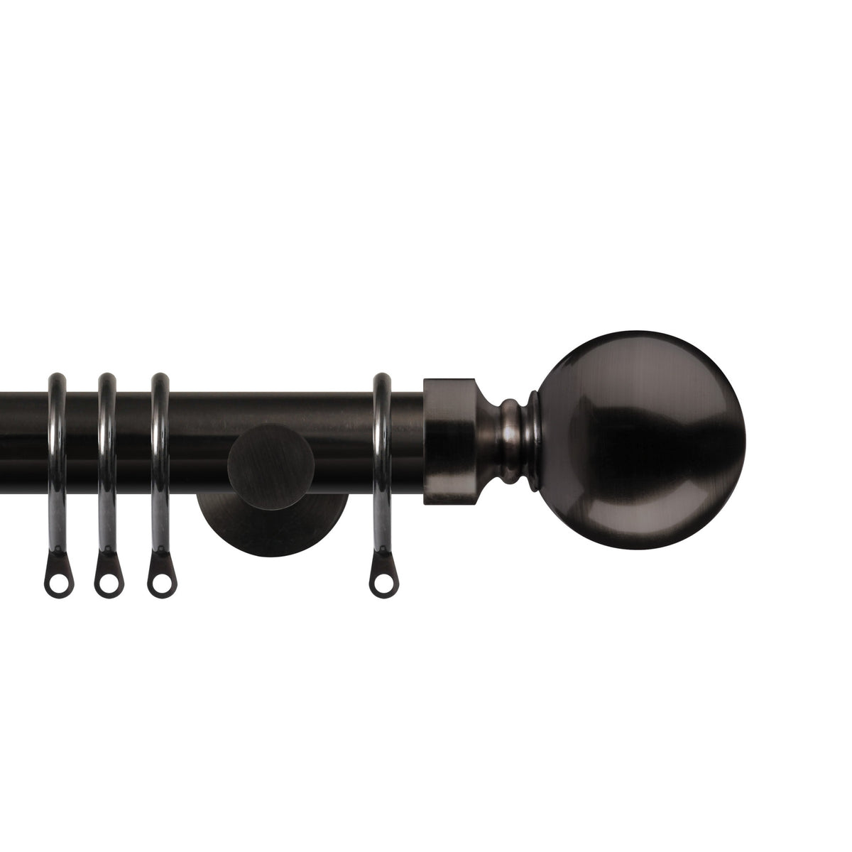 Renaissance Contract 28mm curtain pole kit in Black Nickel with Contemporary brackets and Ball finials