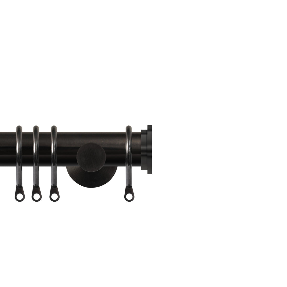 Renaissance Contract 28mm curtain pole kit in Black Nickel with Contemporary brackets and End Cap finials