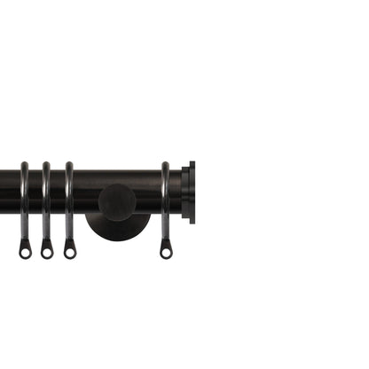 Renaissance Contract 28mm curtain pole kit in Black Nickel with Contemporary brackets and End Cap finials
