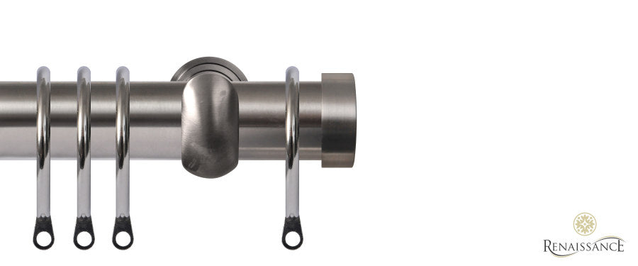 Contract 29mm stainless steel curtain pole set with extendable brackets and end cap finials
