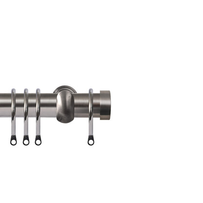 Renaissance Contract 28mm curtain pole kit in Brushed Nickel with Extendable brackets and End Cap finials