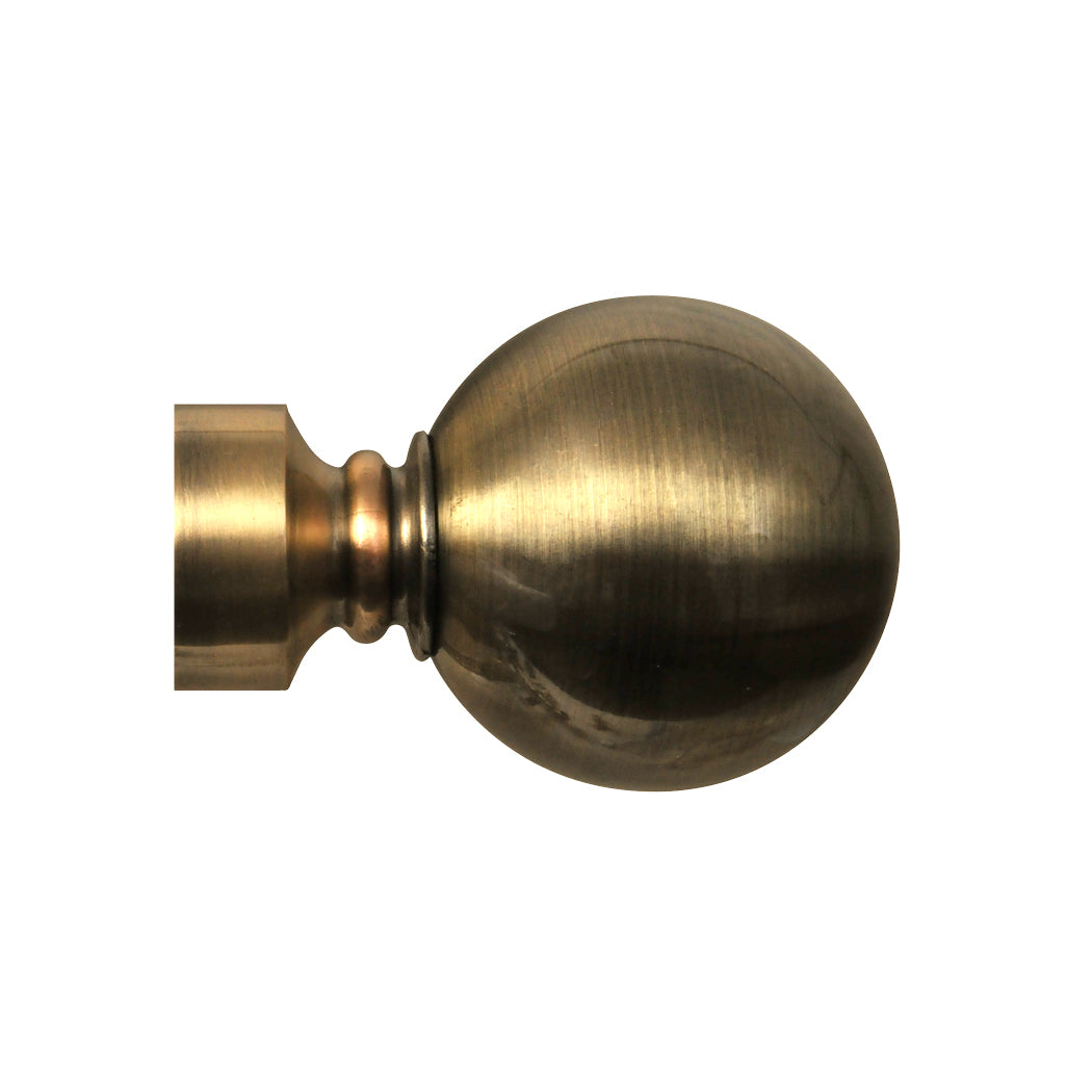 Ball finial for the Renaissance Contract 28mm curtain pole in Antique Brass