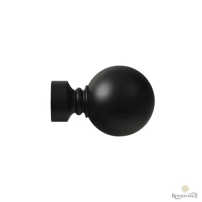 Ball finial for the Renaissance Contract 28mm curtain pole in Matt Black