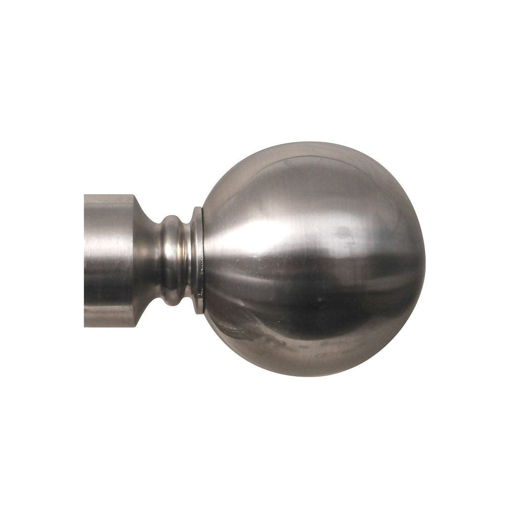 Ball finial for the Renaissance Contract 28mm curtain pole in Brushed Nickel