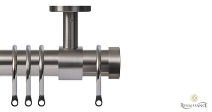 Contract 29mm stainless steel curtain pole set with ceiling brackets and end cap finials