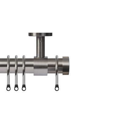 Renaissance Contract 28mm curtain pole kit in Brushed Nickel with Ceiling brackets and End Cap finials