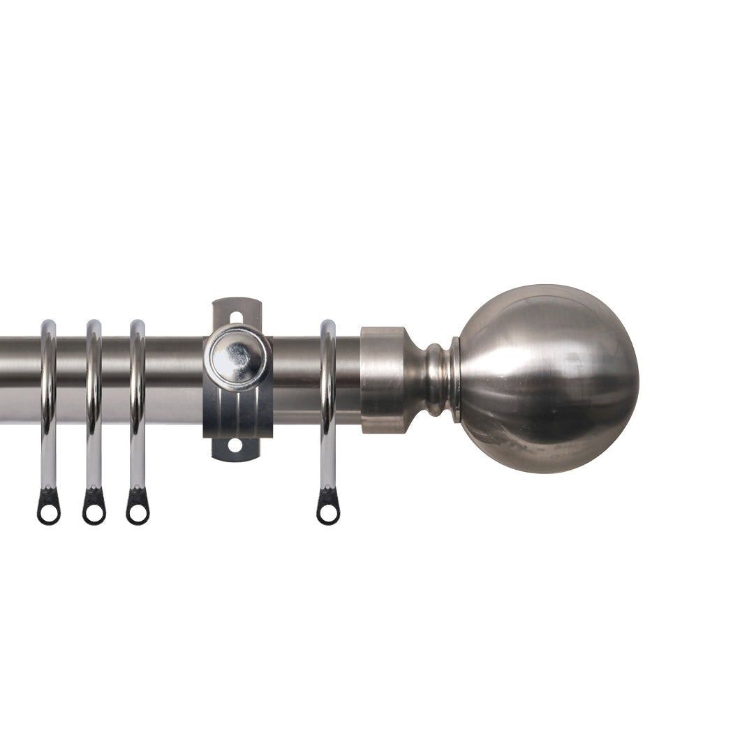 Contract 29mm stainless steel curtain pole set with Adjustable K brackets and ball finials
