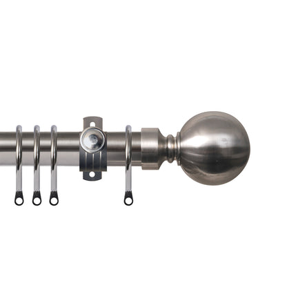 Contract 29mm stainless steel curtain pole set with Adjustable K brackets and ball finials