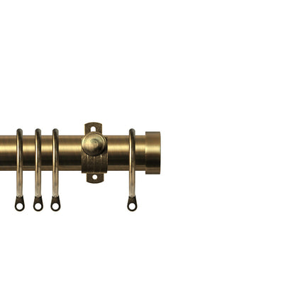 Renaissance Contract 28mm curtain pole kit in Antique Brass with Adjustable K brackets and End Cap finials