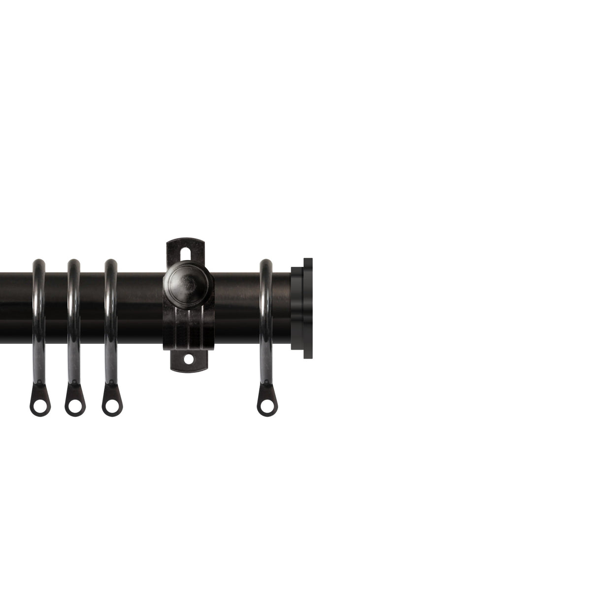 Renaissance Contract 28mm curtain pole kit in Black Nickel with Adjustable K brackets and End Cap finials