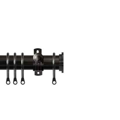 Renaissance Contract 28mm curtain pole kit in Black Nickel with Adjustable K brackets and End Cap finials