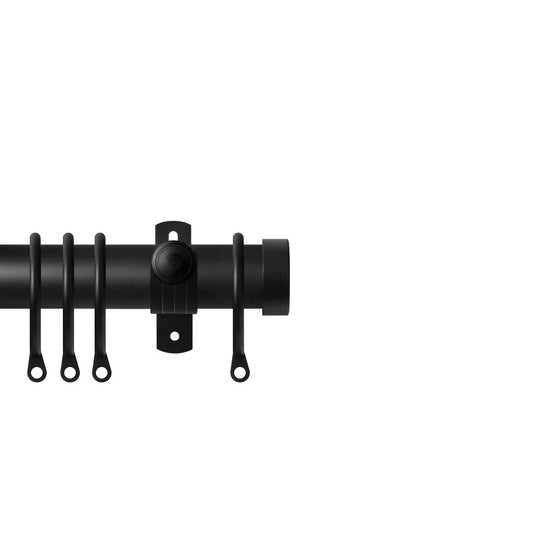 Renaissance Contract 28mm curtain pole kit in Matt Black with Adjustable K brackets and End Cap finials