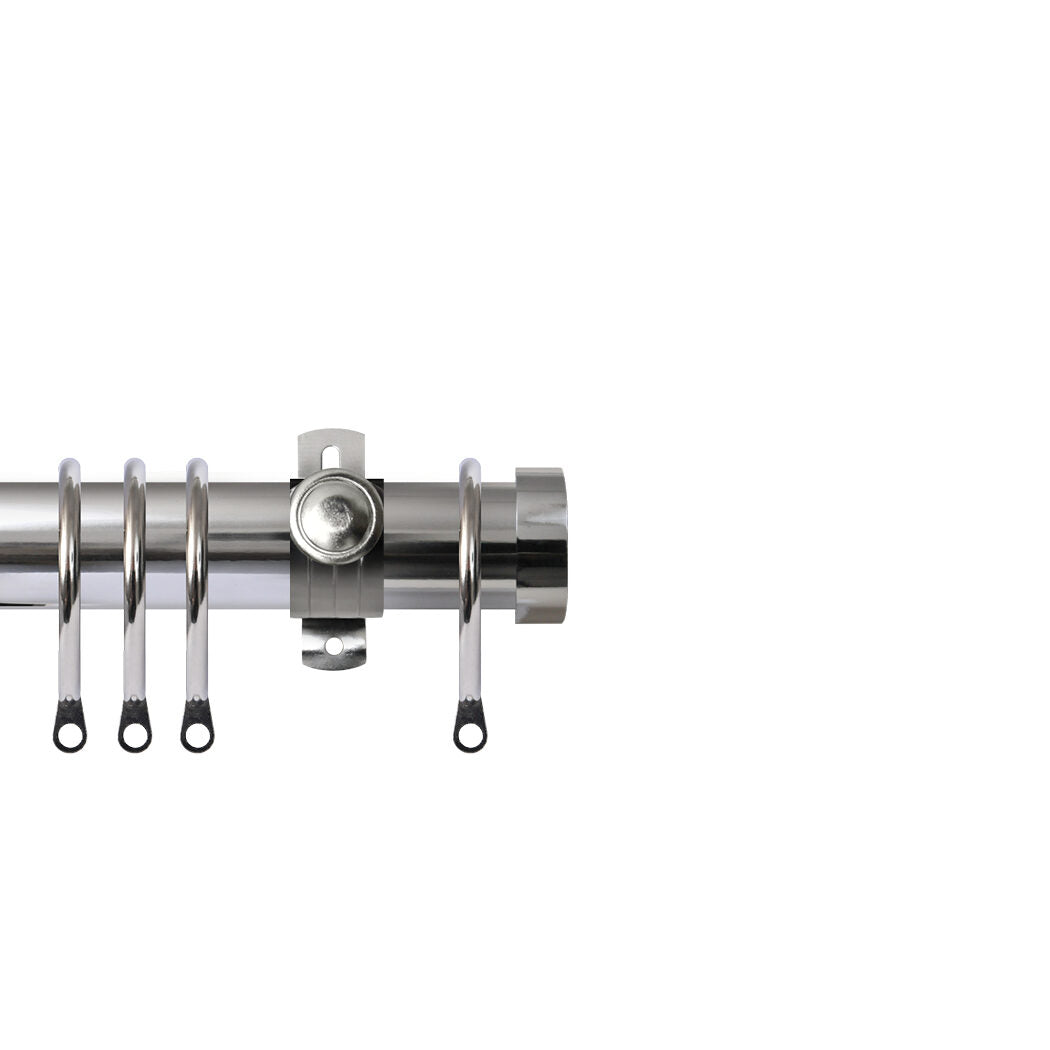 Renaissance Contract 28mm curtain pole kit in Polished Silver with Adjustable K brackets and End Cap finials