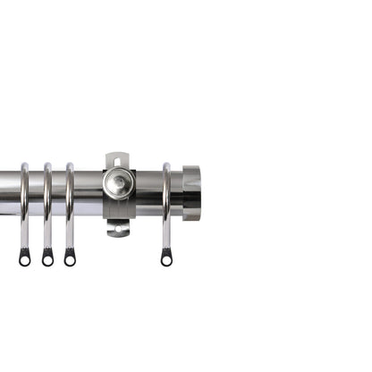 Renaissance Contract 28mm curtain pole kit in Polished Silver with Adjustable K brackets and End Cap finials