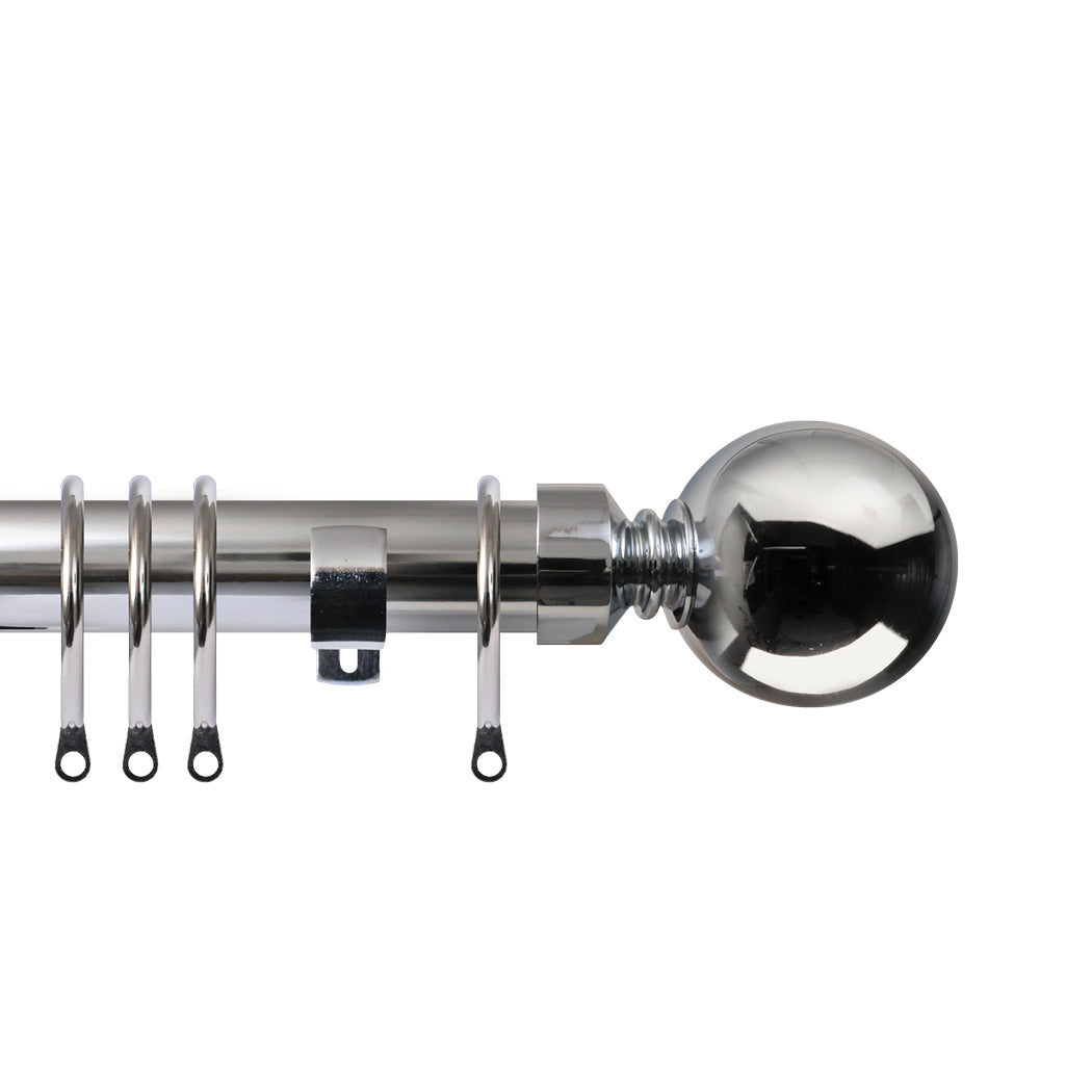 Renaissance Contract 28mm curtain pole kit in Polished Silver with Long L brackets and Ball finials
