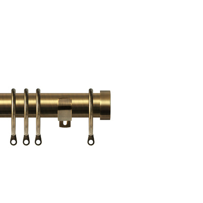 Renaissance Contract 28mm curtain pole kit in Antique Brass with Long L brackets and End Cap finials