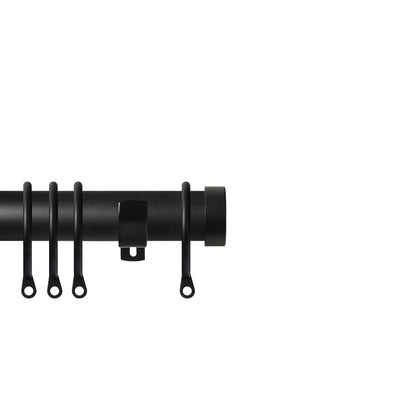 Renaissance Contract 28mm curtain pole kit in Matt Black with Long L brackets and End Cap finials