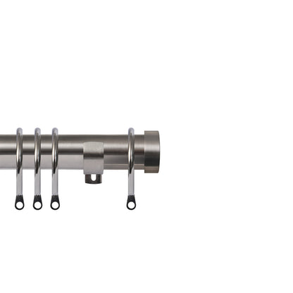 Renaissance Contract 28mm curtain pole kit in Brushed Nickel with Long L brackets and End Cap finials