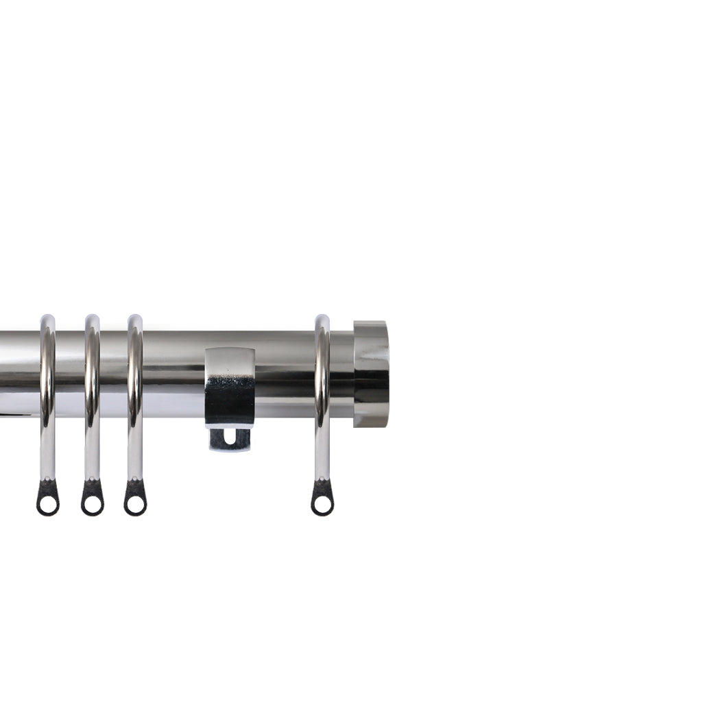 Renaissance Contract 28mm curtain pole kit in Polished Silver with Long L brackets and End Cap finials