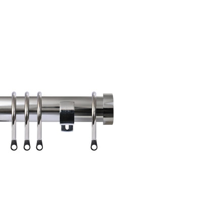 Renaissance Contract 28mm curtain pole kit in Polished Silver with Long L brackets and End Cap finials