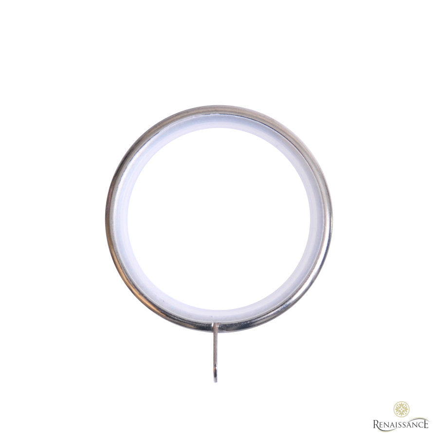 Non-lined curtain ring for the Renaissance Contract 28mm curtain pole in Brushed Nickel