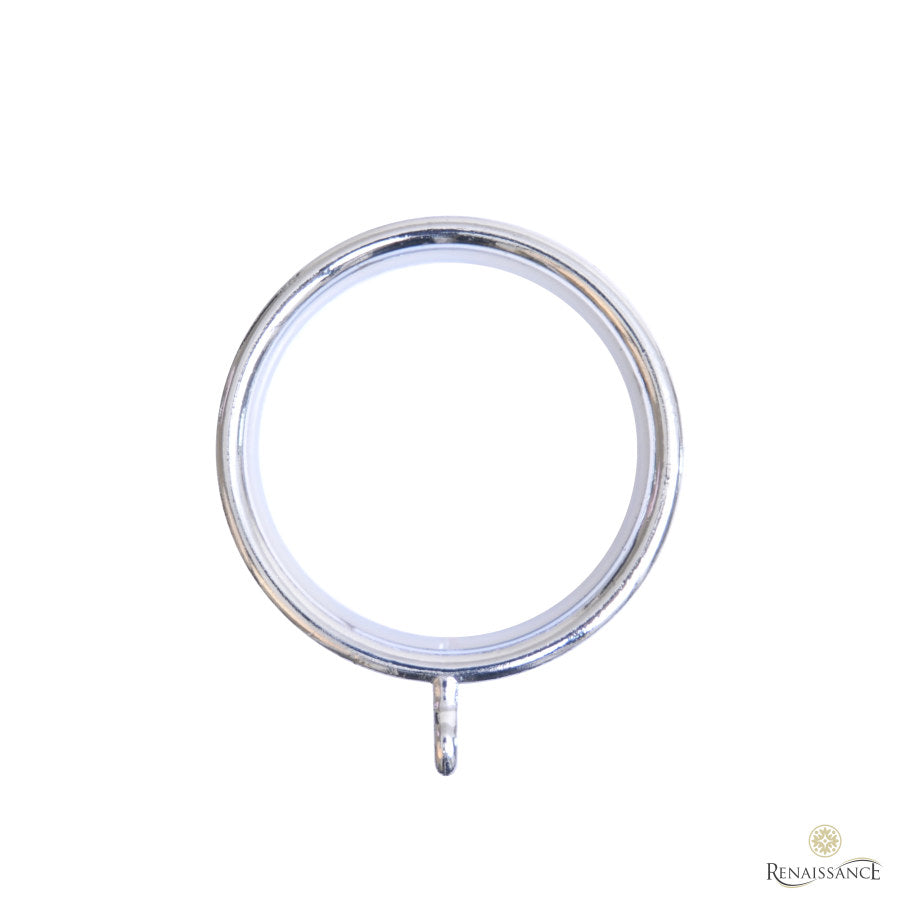 Non-lined curtain ring for the Renaissance Contract 28mm curtain pole in Polished Silver