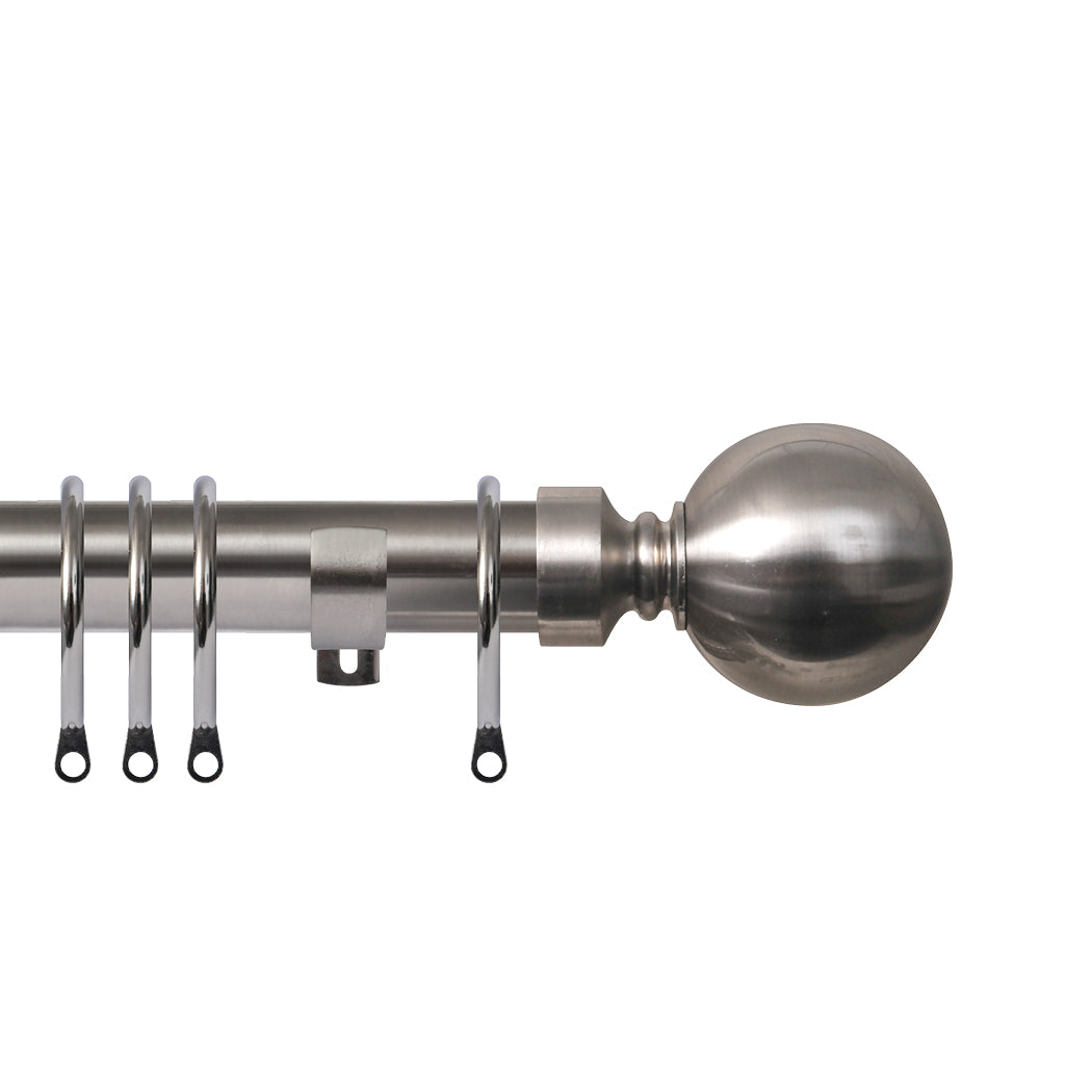 Renaissance Contract 28mm curtain pole kit in Brushed Nickel with Short L brackets and Ball finials