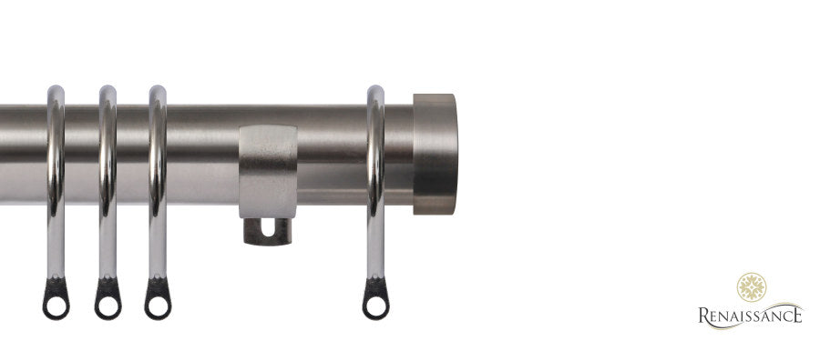 Contract 29mm stainless steel curtain pole set with standard L brackets and end cap finials
