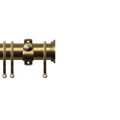 Contract 35mm curtain pole set with Adjustable K brackets and end cap finials in antique brass