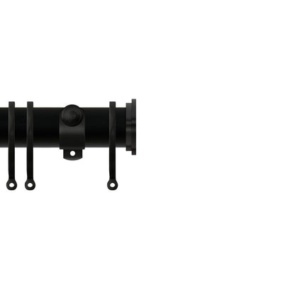 Contract 35mm curtain pole set with Adjustable K brackets and end cap finials in matt black