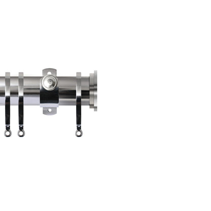 Contract 35mm curtain pole set with Adjustable K brackets and end cap finials in polished silver