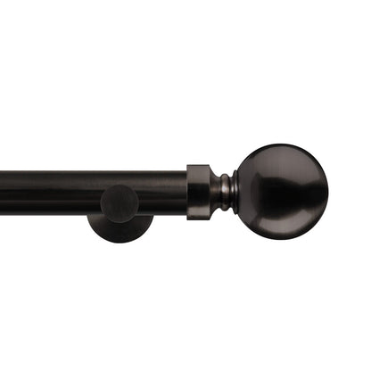Renaissance Contract 28 eyelet curtain pole set in Black Nickel with Contemporary brackets and Ball finials (supplied without rings)