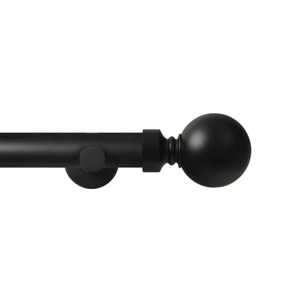 Renaissance Contract 28 eyelet curtain pole set in Matt Black with Contemporary brackets and Ball finials (supplied without rings)