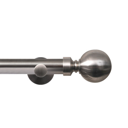 Renaissance Contract 28 eyelet curtain pole set in Brushed Nickel with Contemporary brackets and Ball finials (supplied without rings)