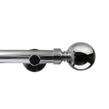 Renaissance Contract 28 eyelet curtain pole set in Polished Silver with Contemporary brackets and Ball finials (supplied without rings)