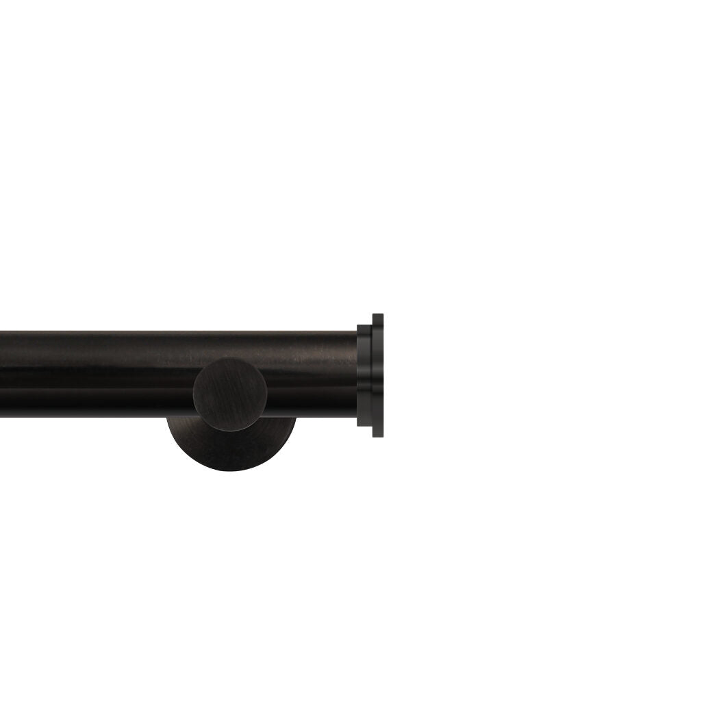 Renaissance Contract 28 eyelet curtain pole set in Black Nickel with Contemporary brackets and End Cap finials (supplied without rings)