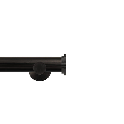 Renaissance Contract 28 eyelet curtain pole set in Black Nickel with Contemporary brackets and End Cap finials (supplied without rings)