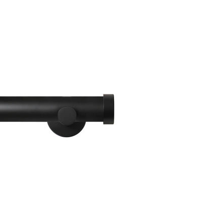 Renaissance Contract 28 eyelet curtain pole set in Matt Black with Contemporary brackets and End Cap finials (supplied without rings)