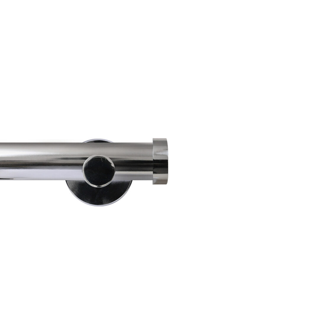 Renaissance Contract 28 eyelet curtain pole set in Polished Silver with Contemporary brackets and End Cap finials (supplied without rings)